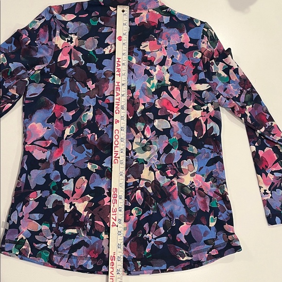 NWT Talbots Navy and Pink Floral Quarter-Zip Pullover. Size Petite Small - Picture 13 of 15